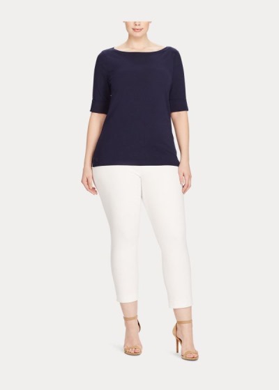 Women's Ralph Lauren Stretch Cotton Boatneck Tops | 083957RGN